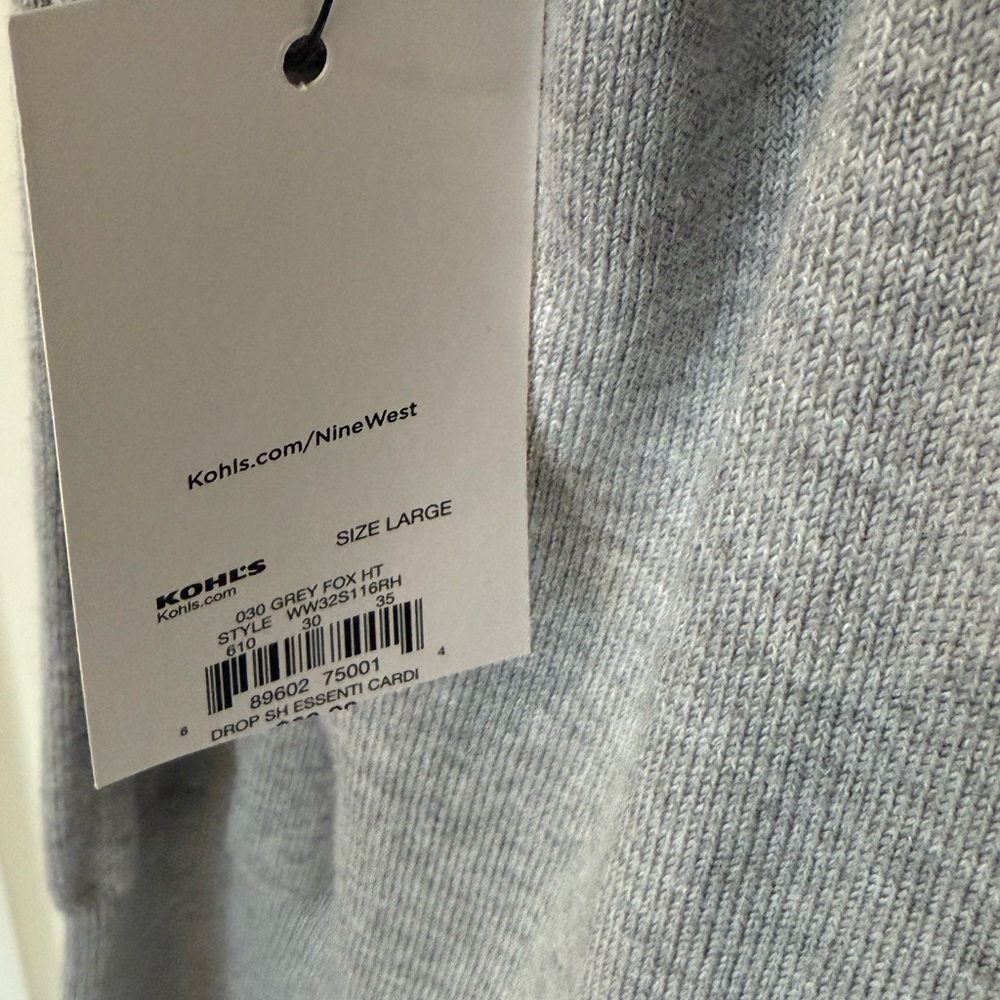NWT Women's Nine West Essential Cardigan Light Grey size large - Picture 6 of 9